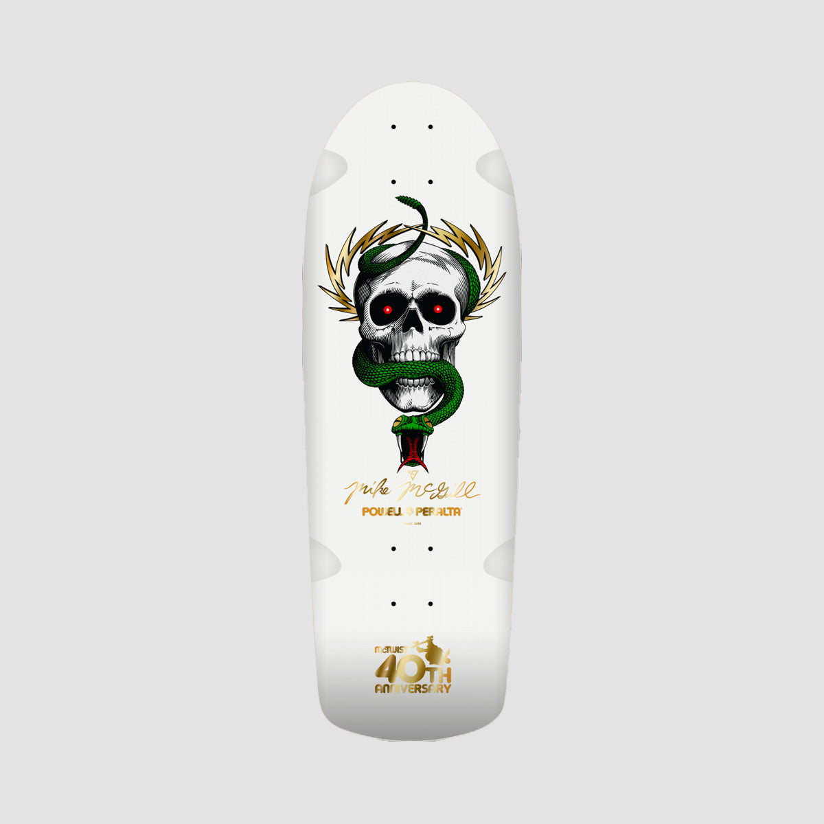 Powell Peralta Mike McGill 40th Anniversary McTwist Reissue Skateboard Deck White/Gold Foil - 10"