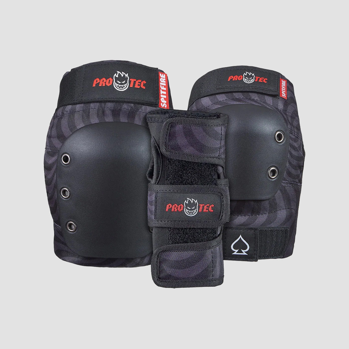 Protec X Spitfire Street Open Back Pad Set 3 Pack Black