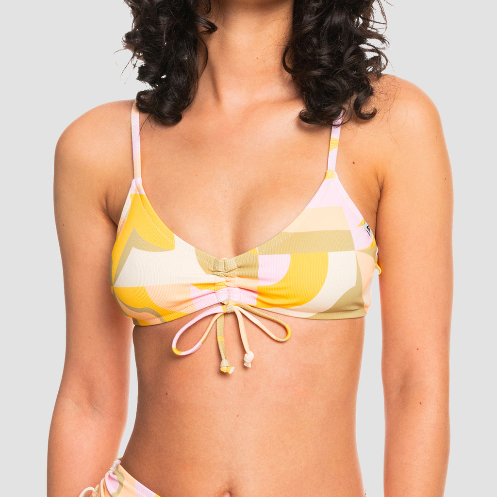 Paradiso Ruched Scoop Bralette Sunrise Swirl Bikini Top