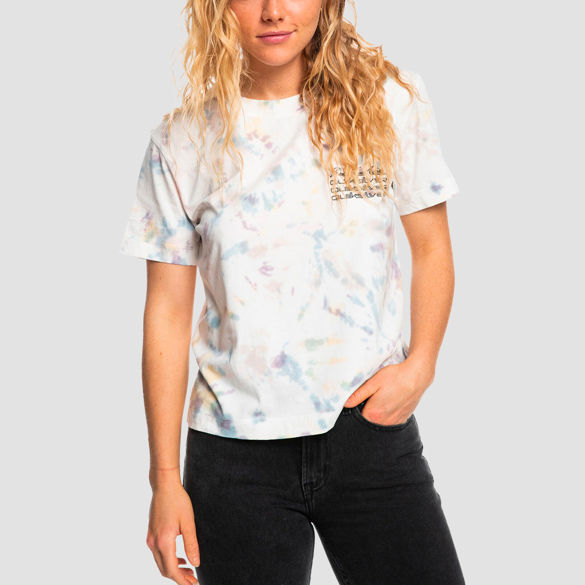 Quiksilver Crop T-Shirt Faded Denim TD - Womens