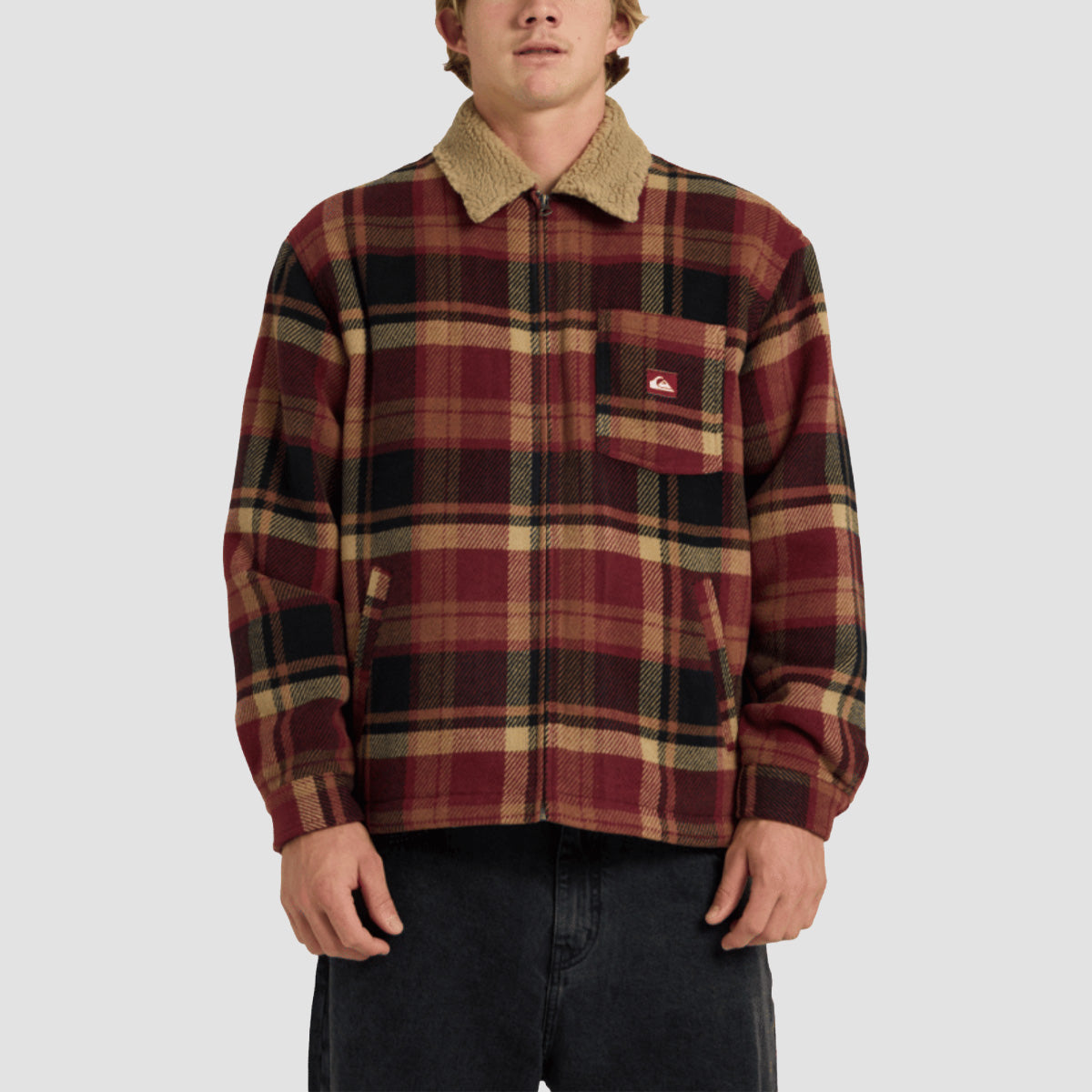 Quiksilver DNA Sherpa Harrington Jacket Surf Sherpa Oxblood