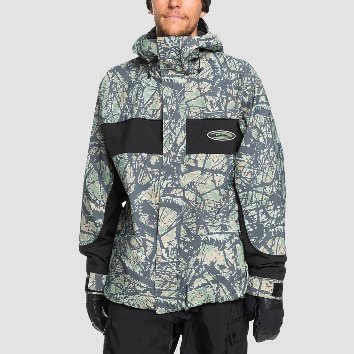 Quiksilver High Altitude 20K Snow Jacket Woodland Abstract Sea Spray