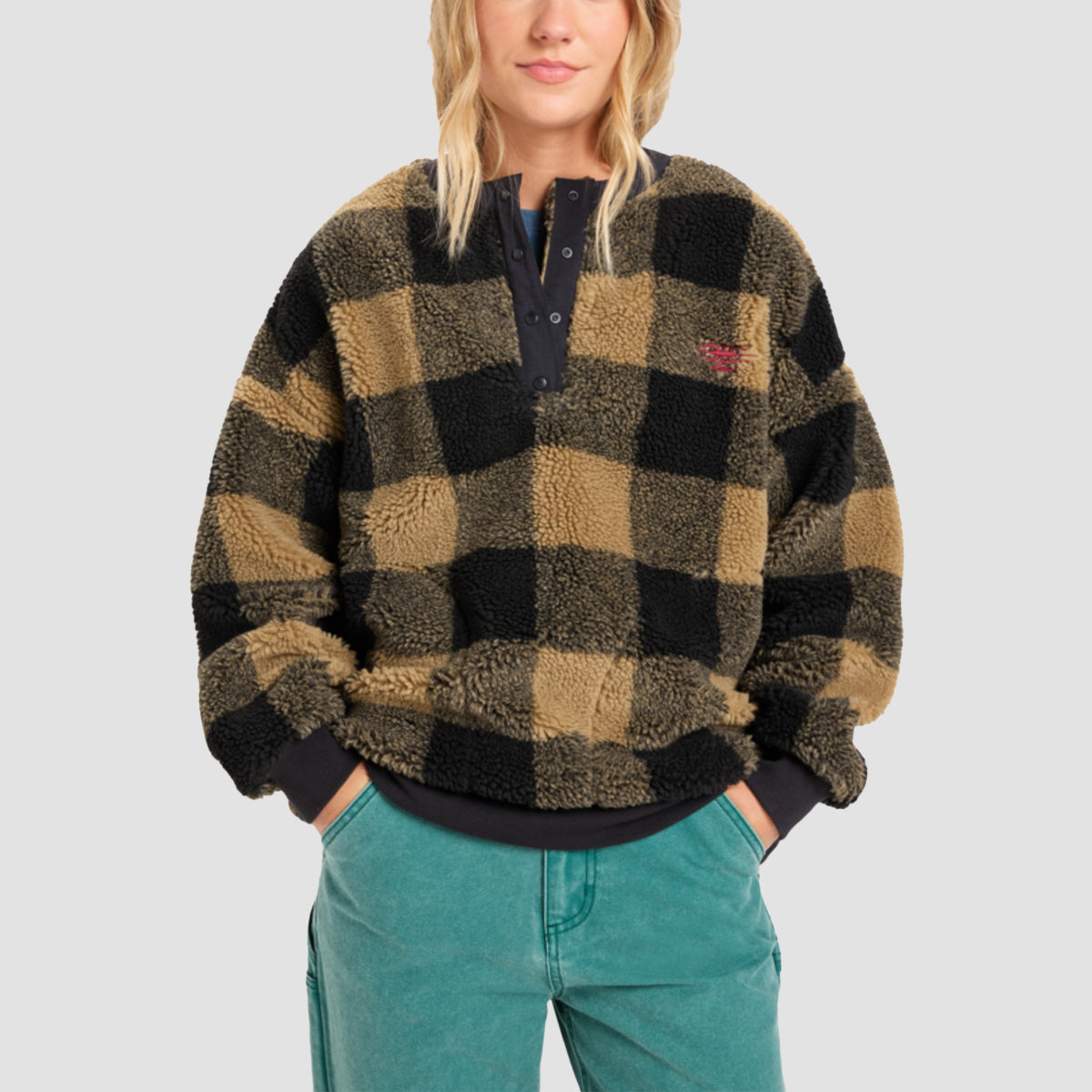 Quiksilver Mercury Barranco Sherpa Fleece Woodlands Elmwood - Womens