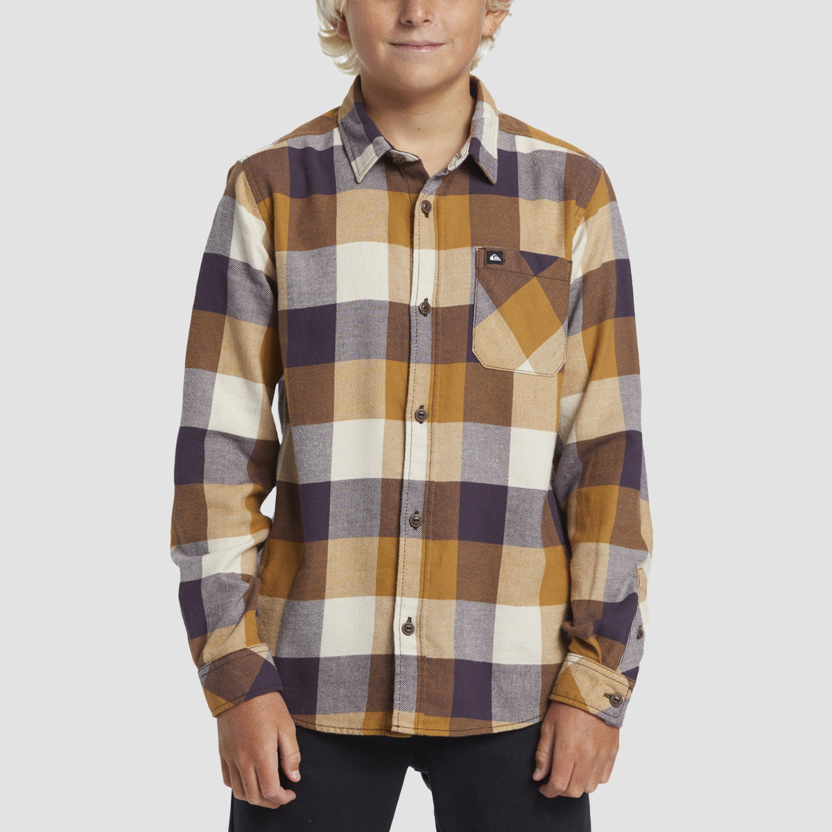 Quiksilver Motherfly Classic Longsleeve Shirt Bone Brown - Kids