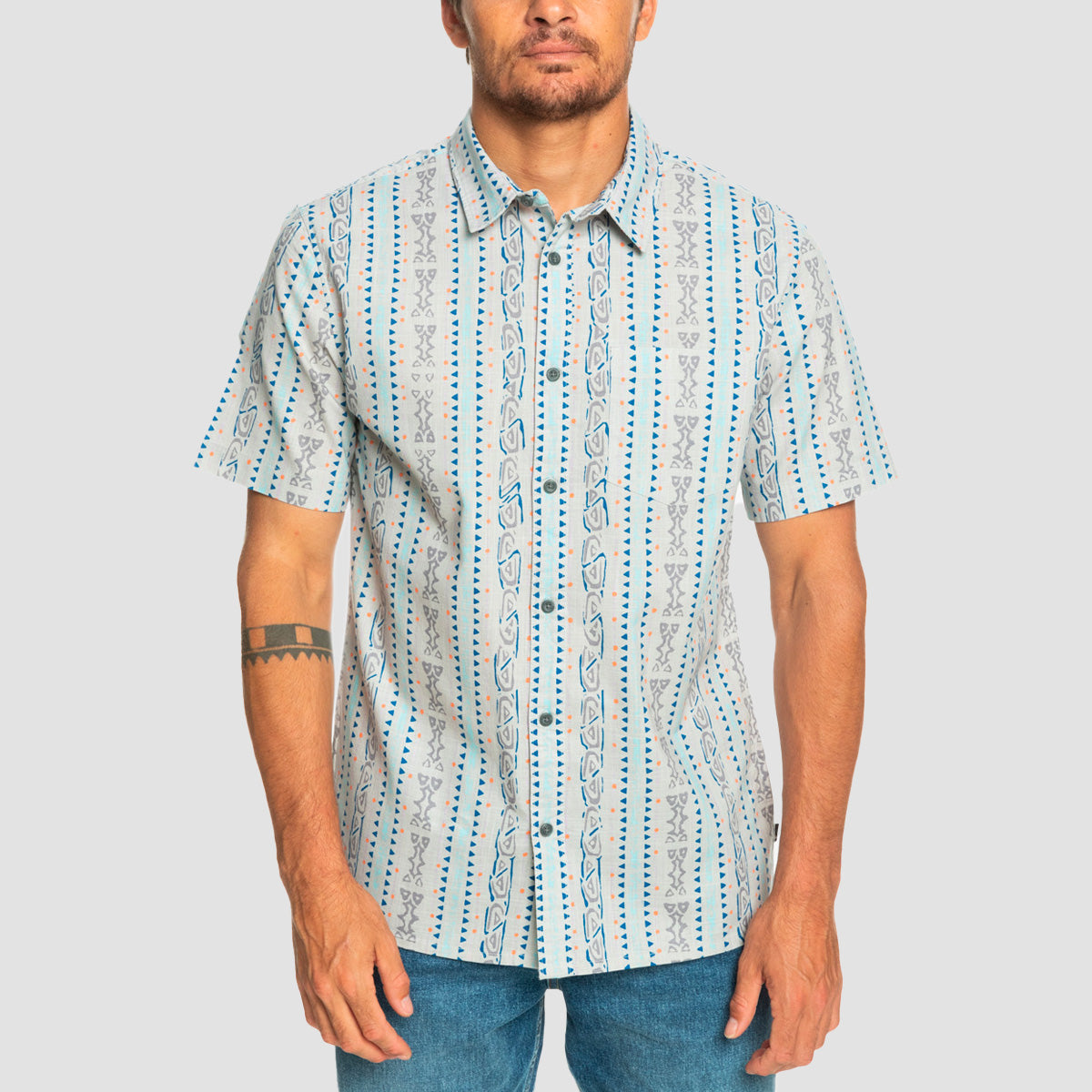 Quiksilver Tracks Short Sleeve Shirt Grey Violet