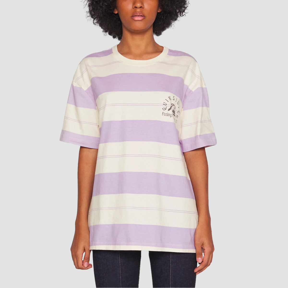 Quiksilver UNI Stripe T-Shirt Pastel Lilac - Womens