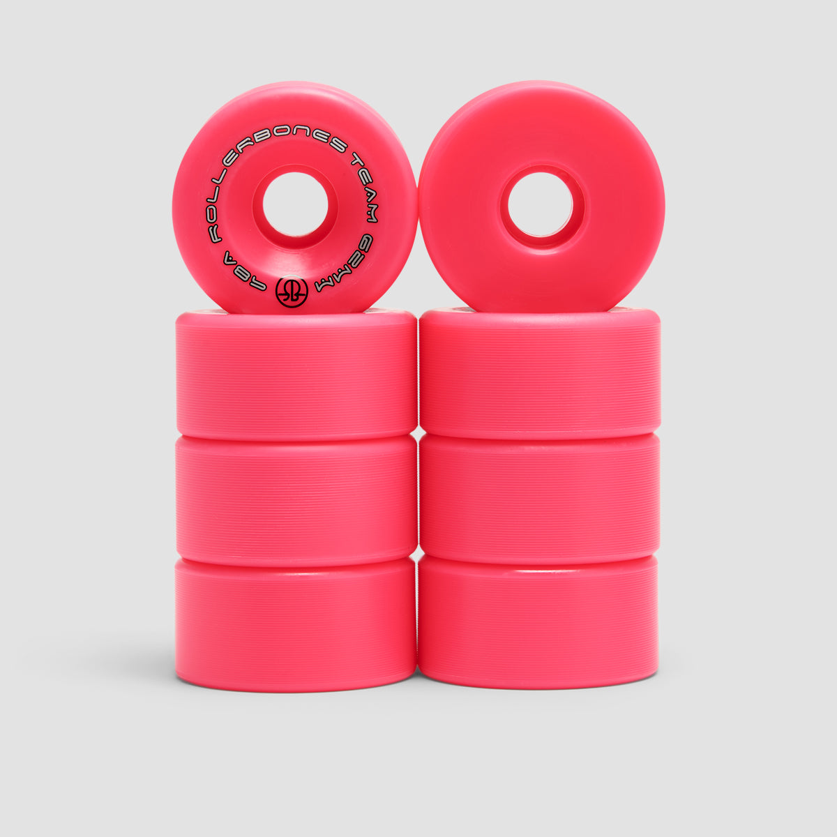 Rollerbones Team Logo 98a Quad Wheels x8 Pink 62mm