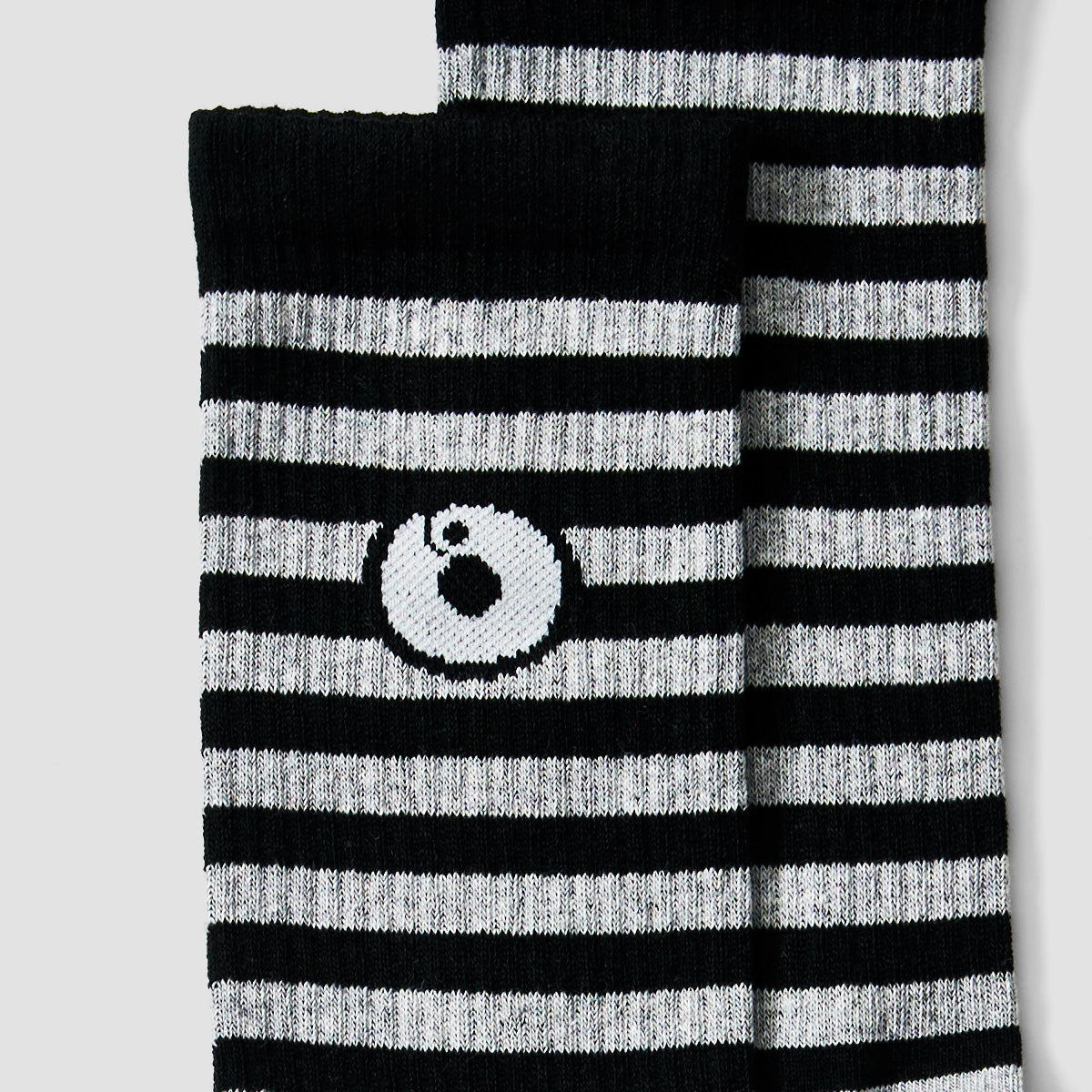 Rollersnakes Logo Crew Socks Black/Grey Stripes