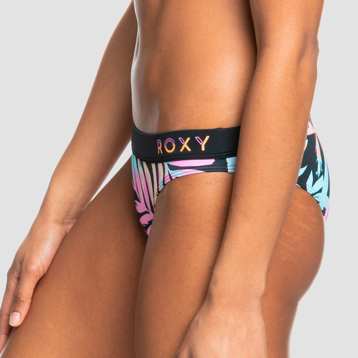 Roxy Active Bikini Bottoms Anthracite Zebra Jungle - Womens