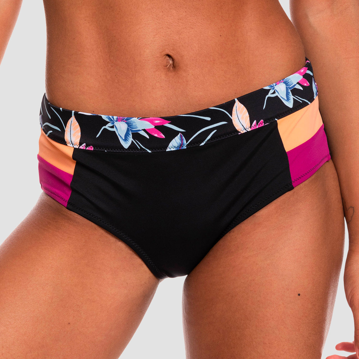 Roxy Active Hipster Bikini Bottoms Anthracite Floral Flow - Womens