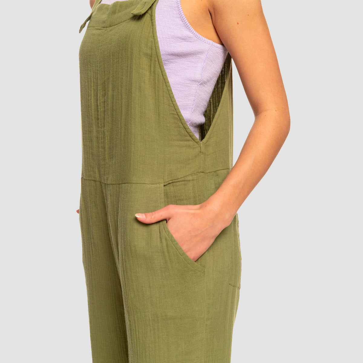 Roxy Beachside Love Strappy Jumpsuit Loden Green - Womens