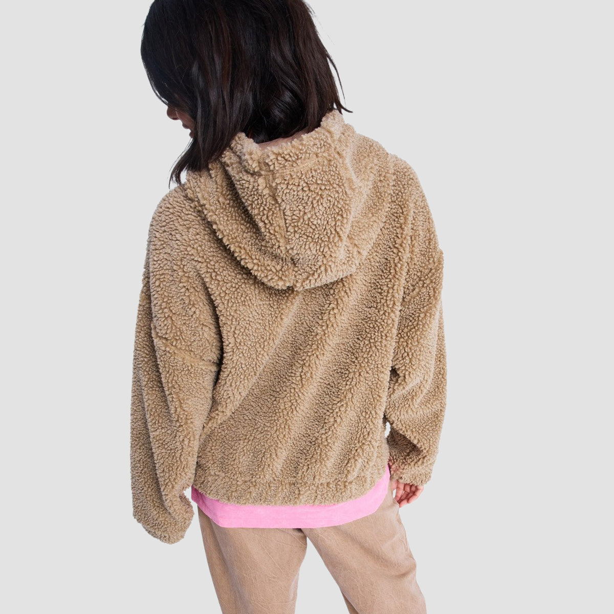 Roxy City Track Oversized Fleece Jacket Woodsmoke - Womens