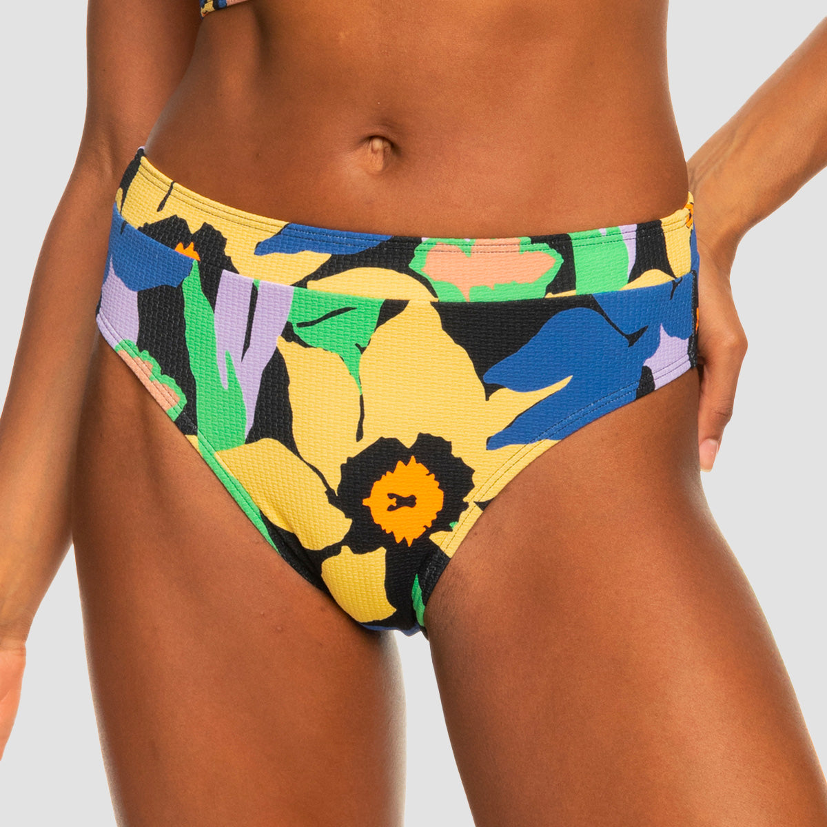 Roxy Colour Jam Moderate Bikini Bottoms Anthracite Flower Jammin - Womens