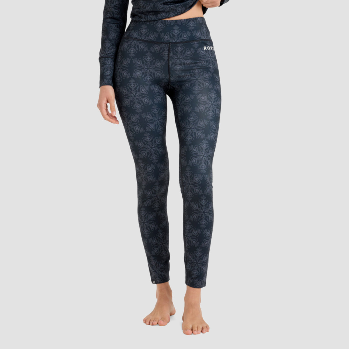 Roxy Daybreak Brushed Baselayer Pants True Black Snowflakes - Womens