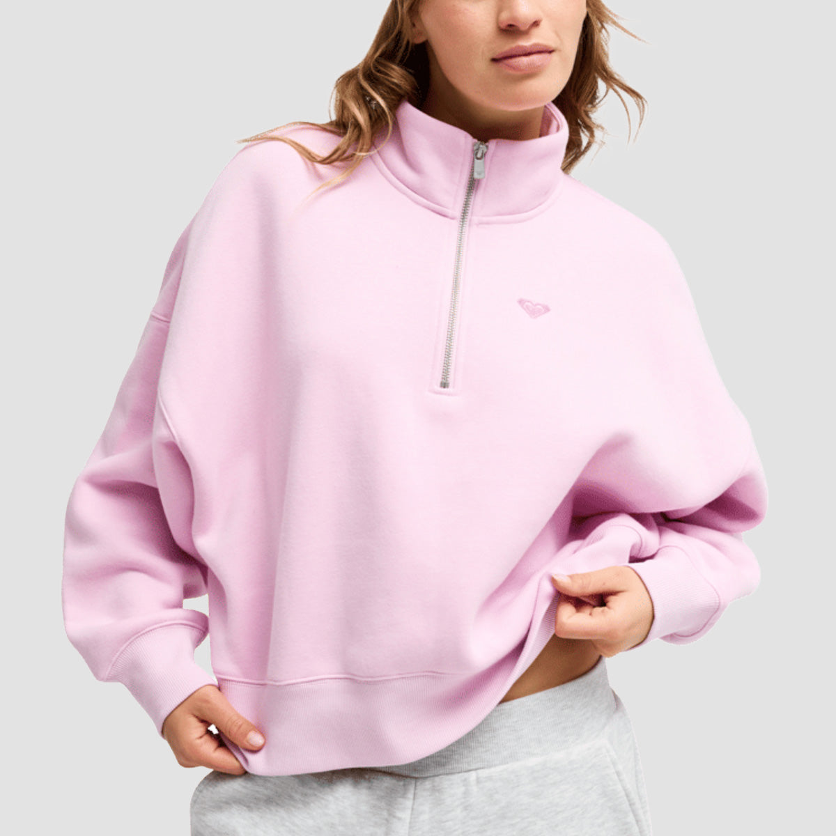 Roxy Everfree High Collar Sweatshirt Pink Lavender - Womens