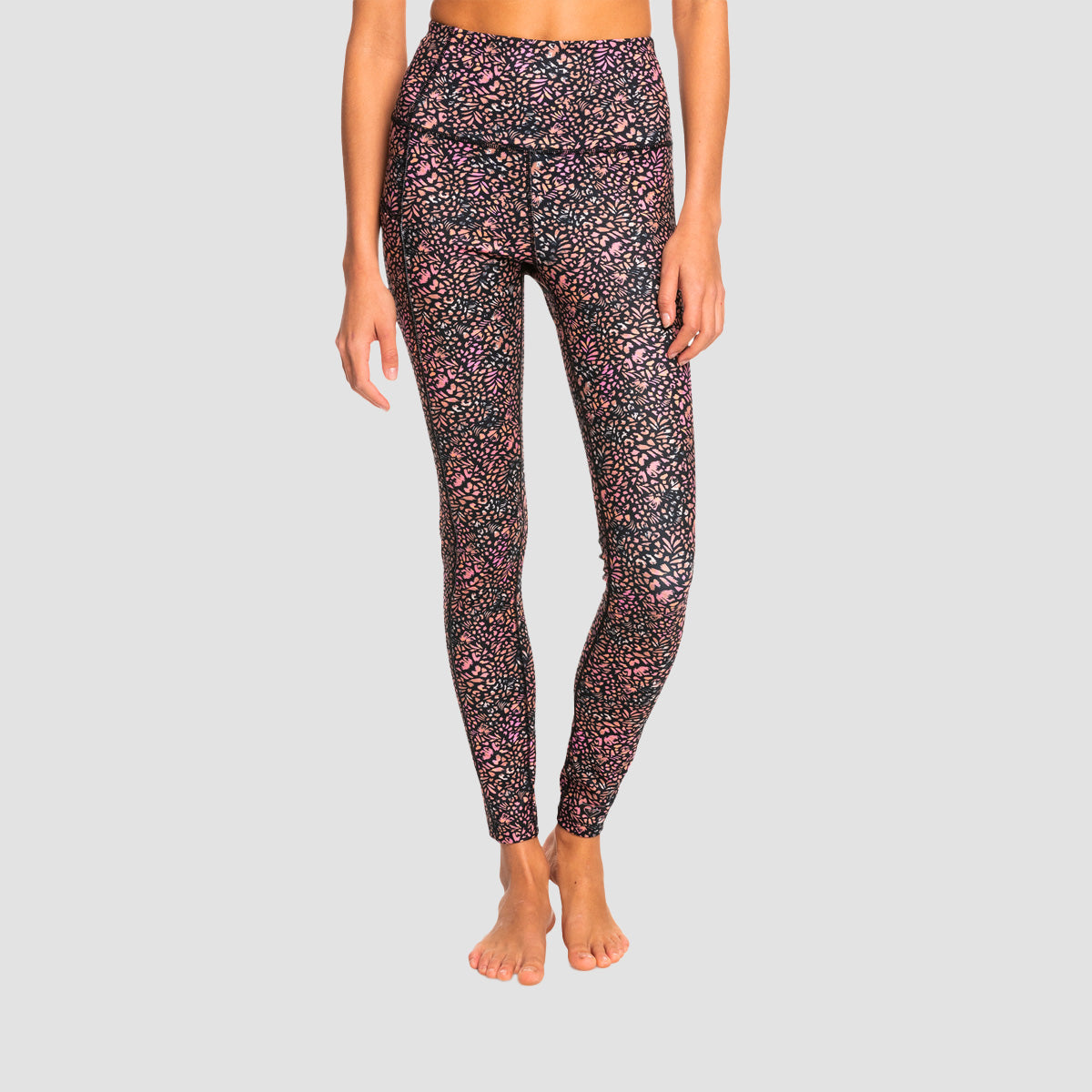Roxy Heart Into It Ankle Sports Leggings Antracite Animal Dust - Womens