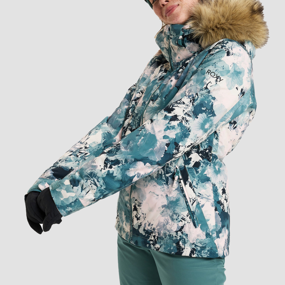 Ski shops jacket for women roxy slim fit small teal green