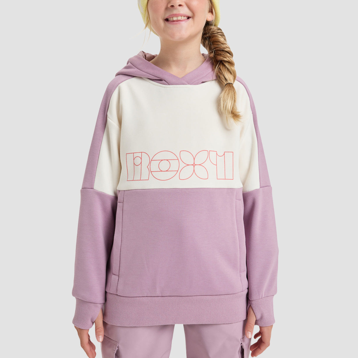 Roxy Liberty Girl Technical Mid Layer Fleece Pullover Hoodie Discreet Mauve - Girls