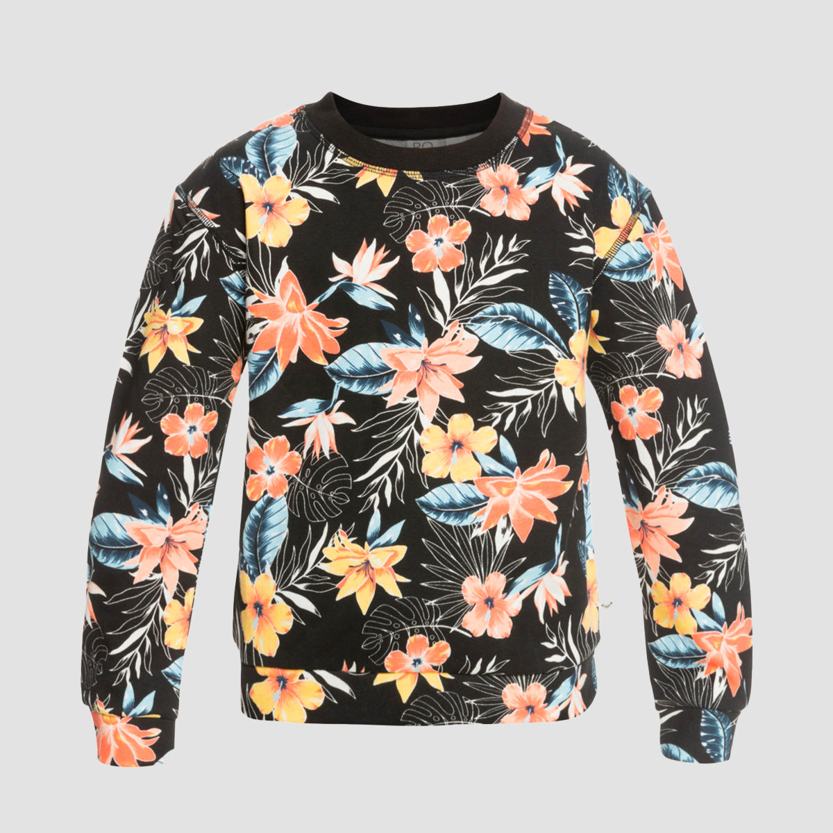 Roxy Off To The Beach Crew Sweat Anthracite Rg Tropical Breeze - Girls