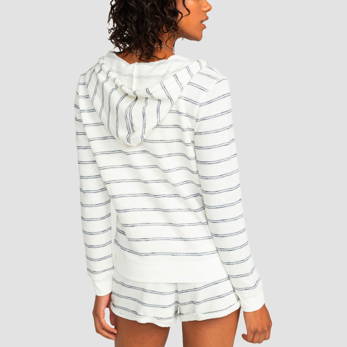 Roxy Perfect Wave Stripes Zip Hoodie Snow White Horiz Will Stripes - Womens