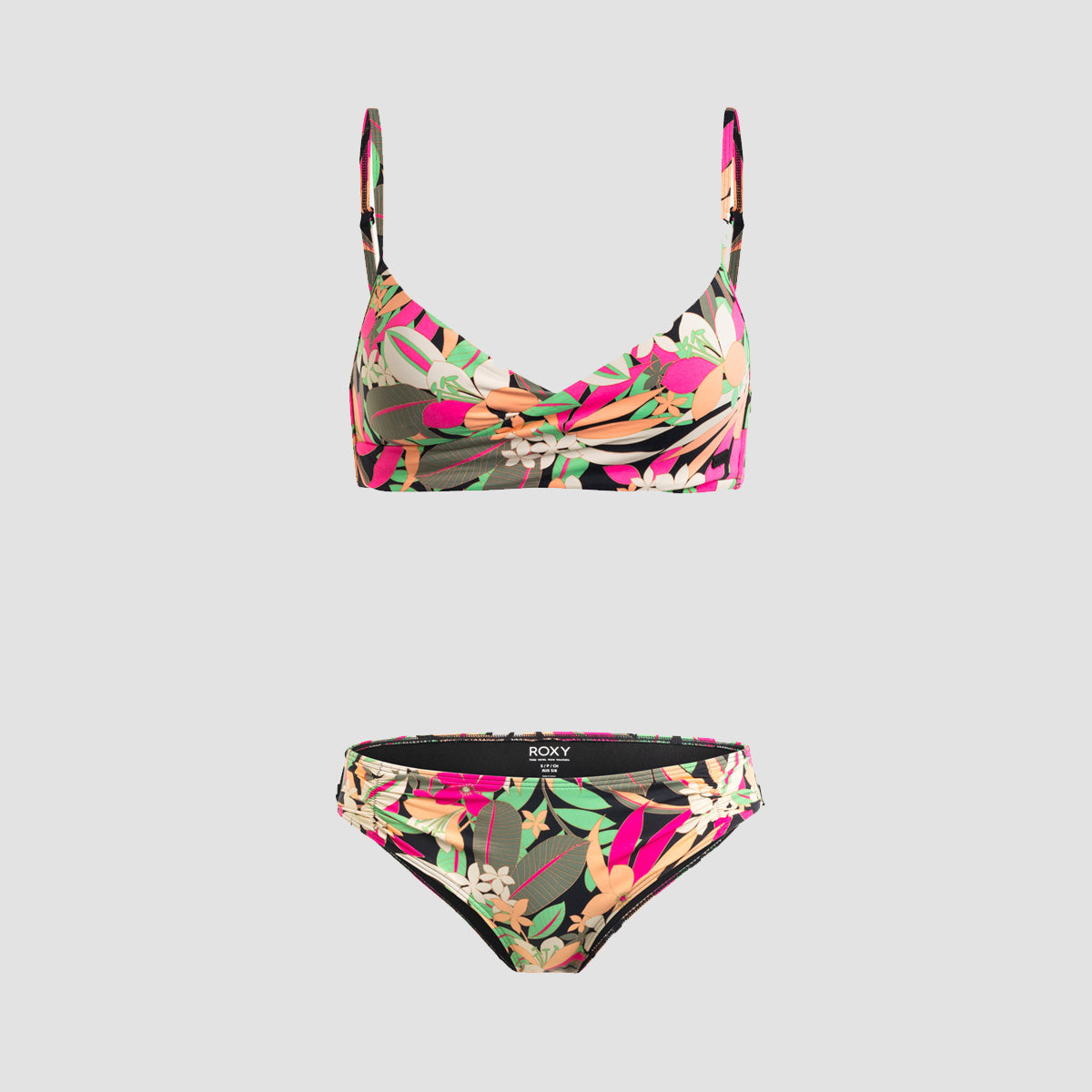 Roxy Printed Beach Classics Wrap Two-Piece Bikini Set Anthracite Palm Song Swim - Womens