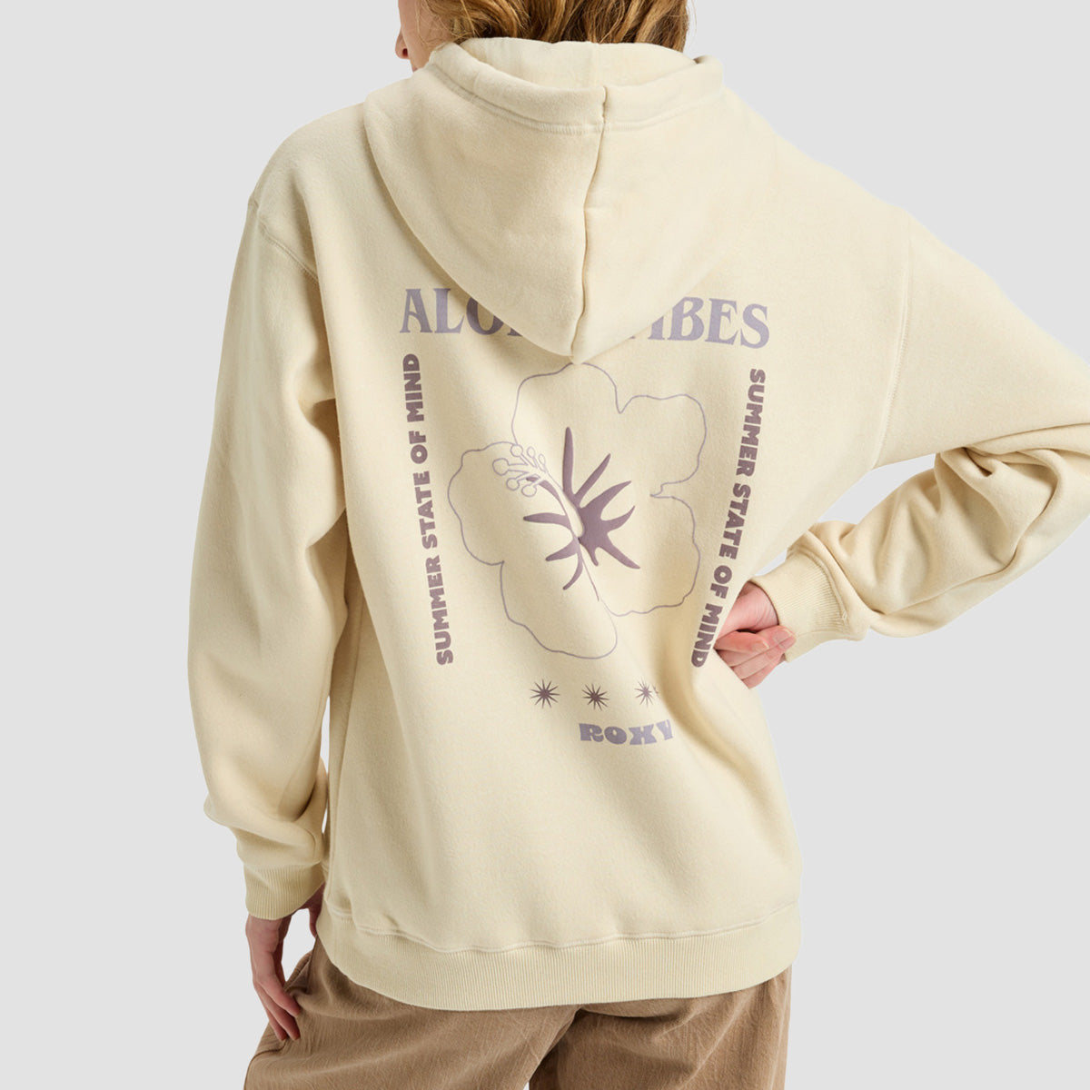 Roxy Surf Stoked VT Pullover Hoodie Parchment - Womens