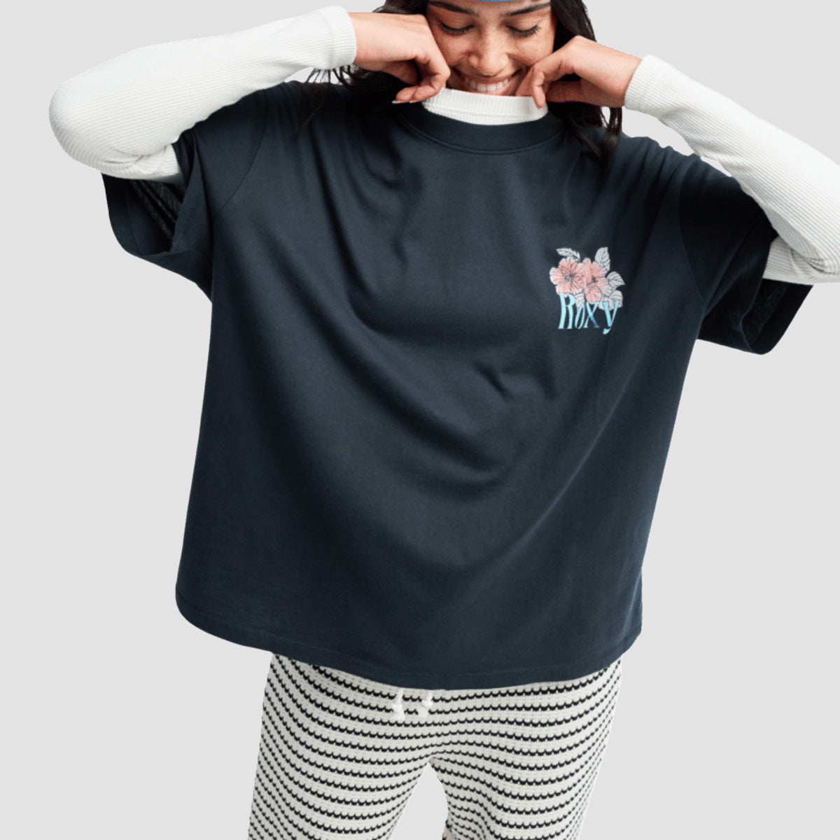 Roxy Talloversize Washed Oversized T-Shirt Anthracite - Womens