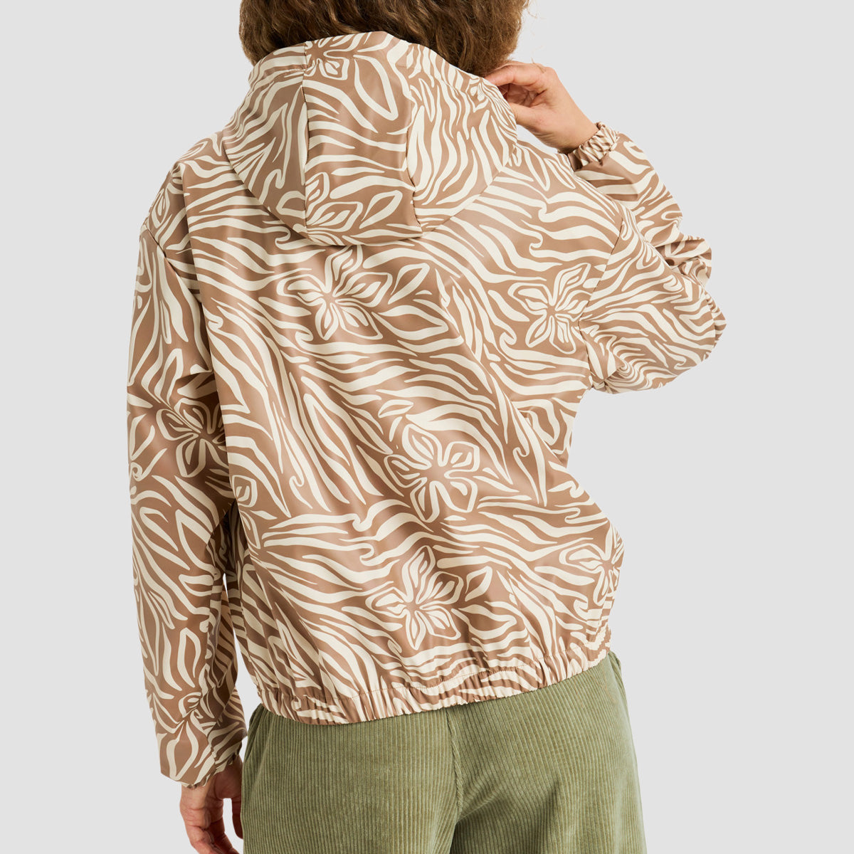 Roxy Wait For Me Printed Rain Jacket Parchment Animal Floral Big - Womens