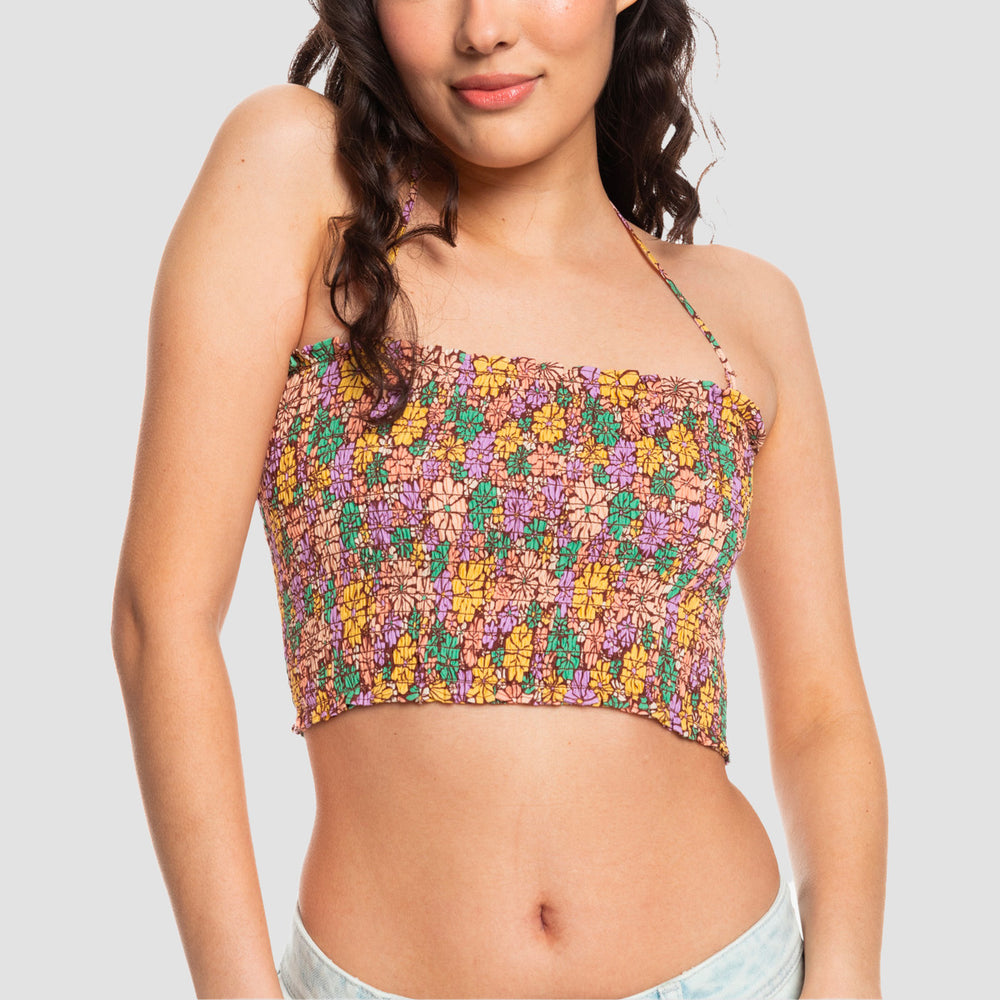 Roxy Warm Waters Printed Bandeau Top Root Beer All About Sol Mini - Wo