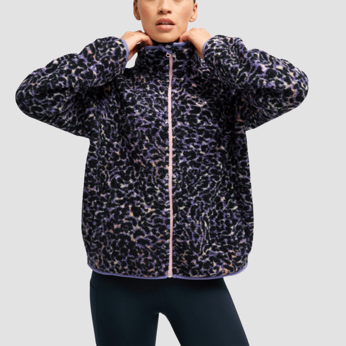 Roxy Waves Of Warmth Fleece Jacket Twilight Purple Wild N Out Big - Womens