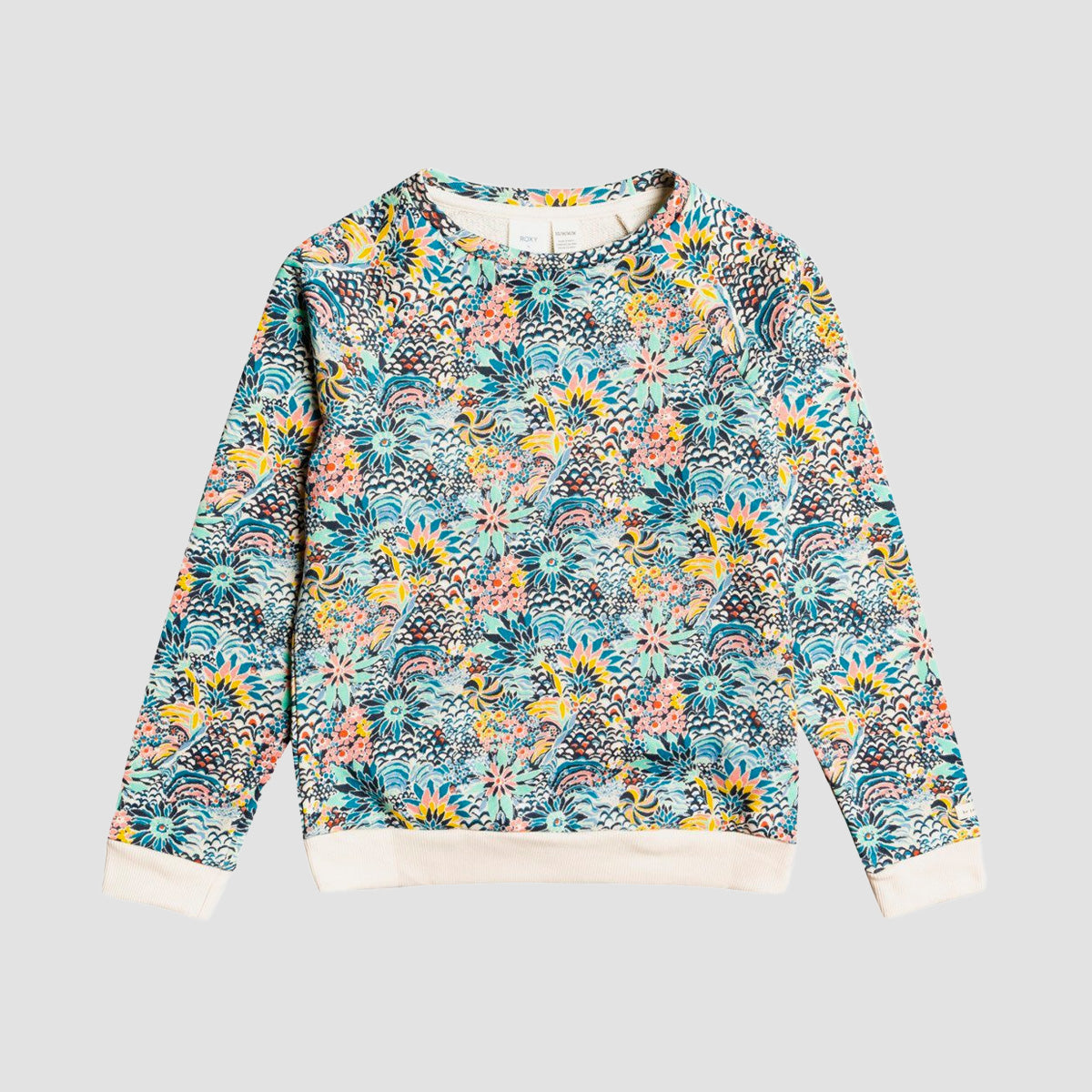 Roxy X Liberty Marine Bloom Organic Sweatshirt Powder Puff Flower Party Girl - Girls