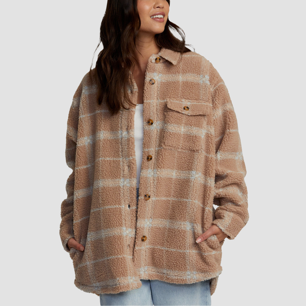 RVCA Birdie Shacket Jacket Warm Taupe - Womens