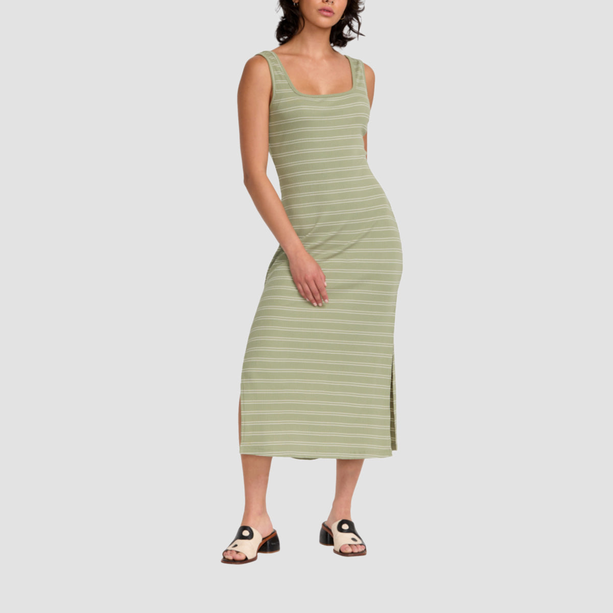 RVCA Dixie Midi Dress Green Tea - Womens