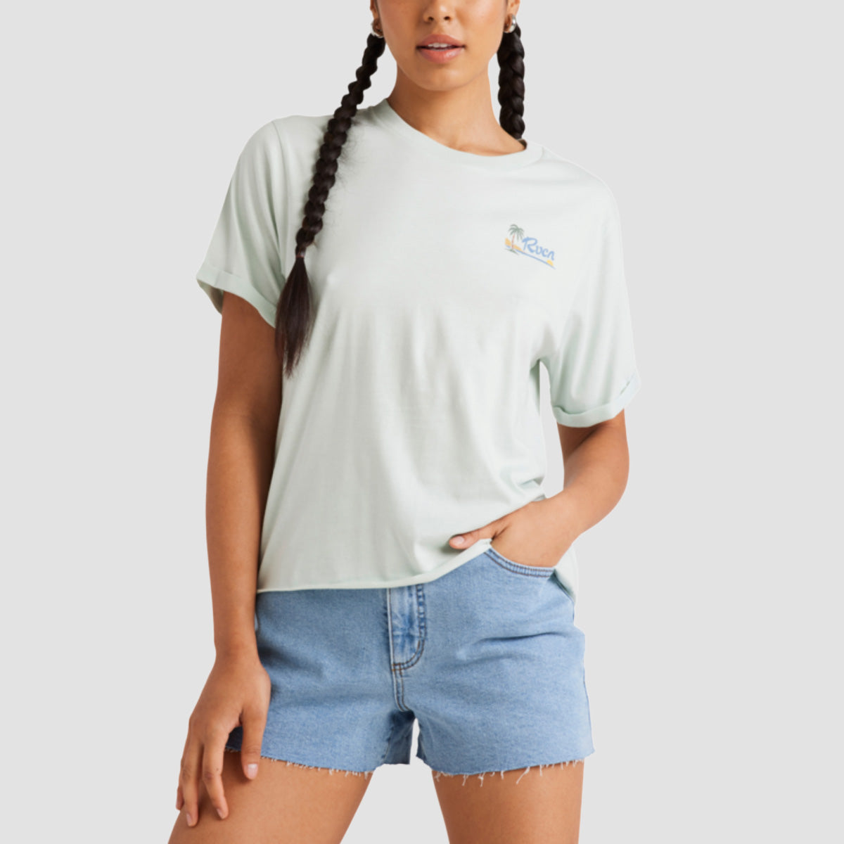 RVCA Sunset Cuffed T-Shirt Green Tea - Womens