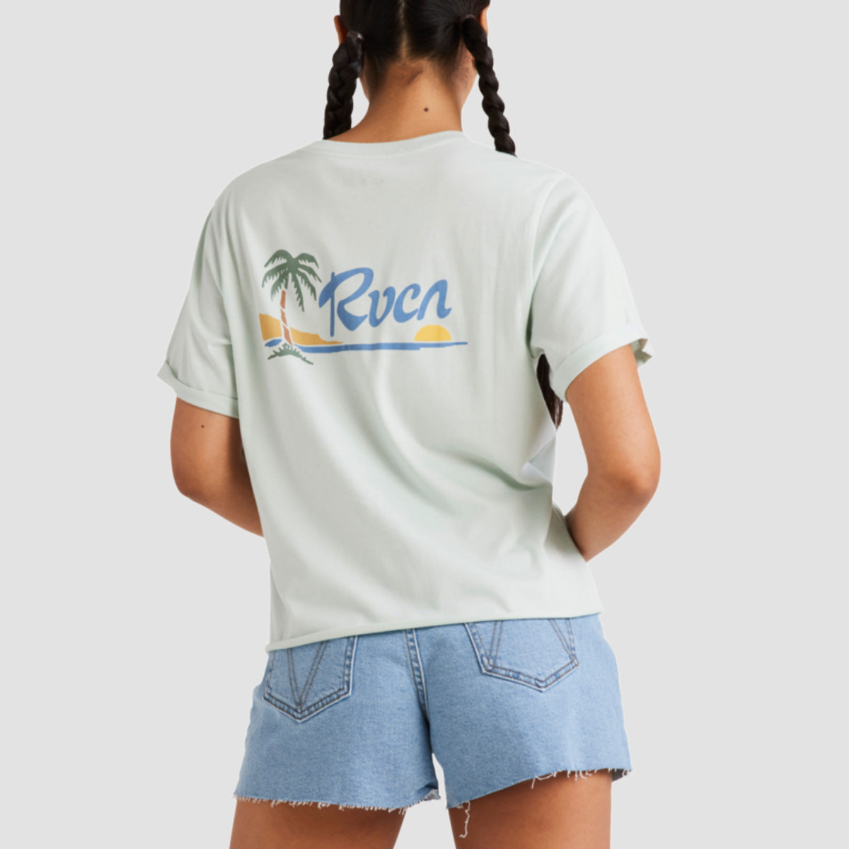 RVCA Sunset Cuffed T-Shirt Green Tea - Womens