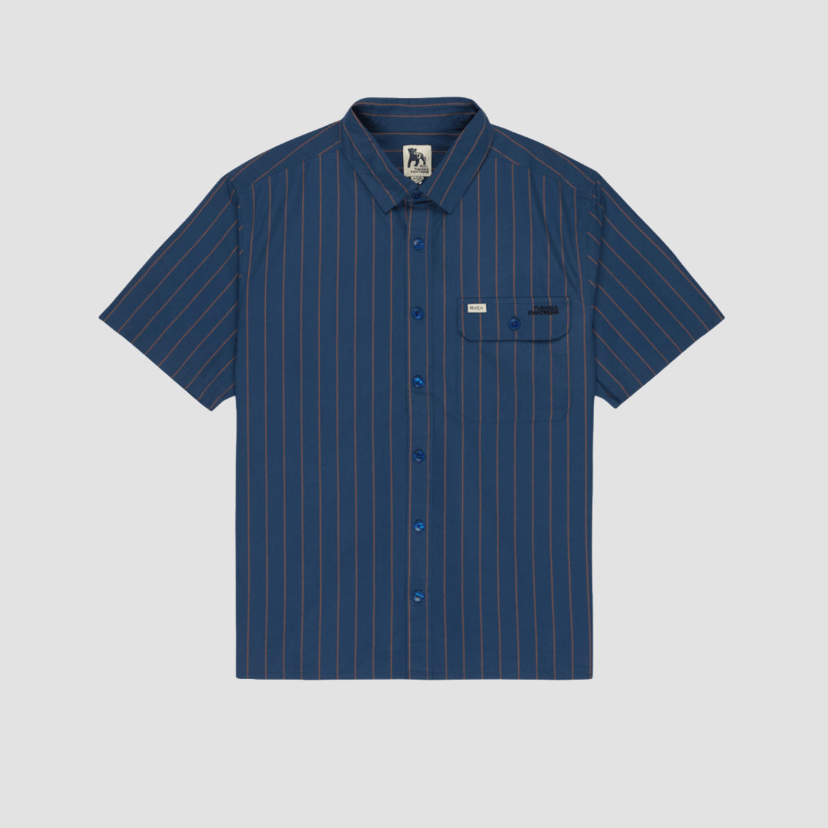 RVCA TJP Dayshift Stripe Short Sleeve Shirt Multi Moody Blue