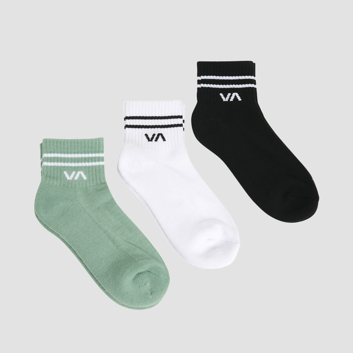 RVCA VA Mini Crew Socks 3 Pack Green Haze - Womens