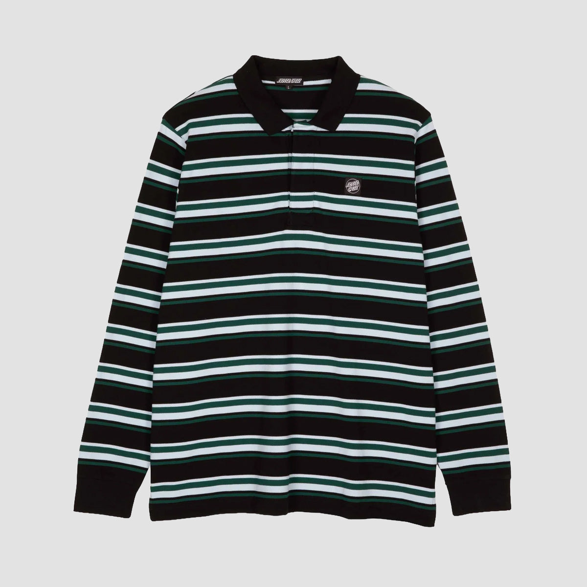 Santa Cruz Cera Longsleeve Polo Shirt Black/Fresh Blue