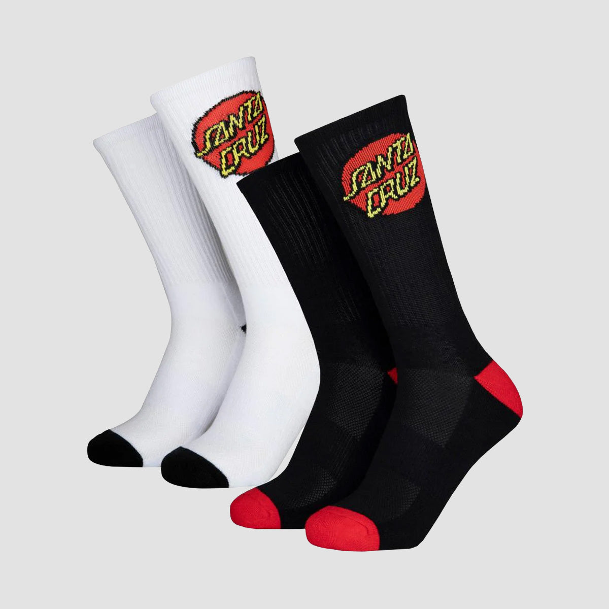 Santa Cruz Classic Dot Socks 2 Packs White & Black - Kids