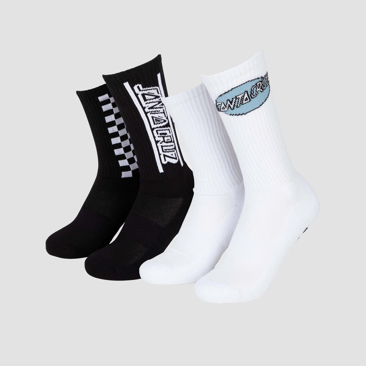 Santa Cruz Finish Line Socks 2 Pack Black/White