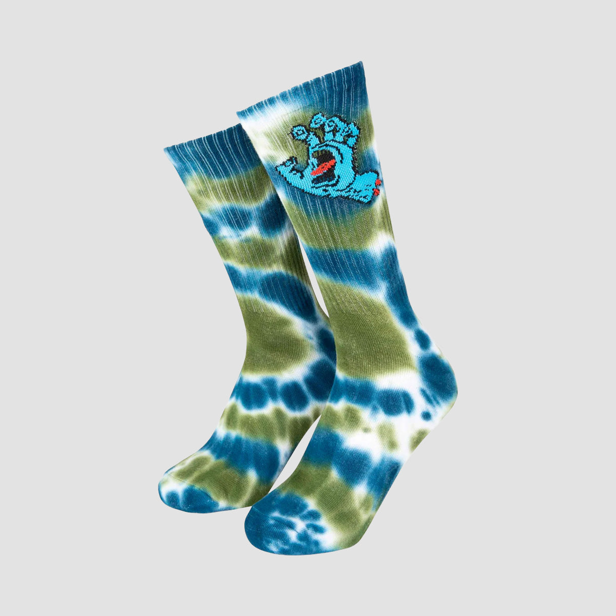 Santa Cruz Screaming Hand Socks Teal Tie Dye