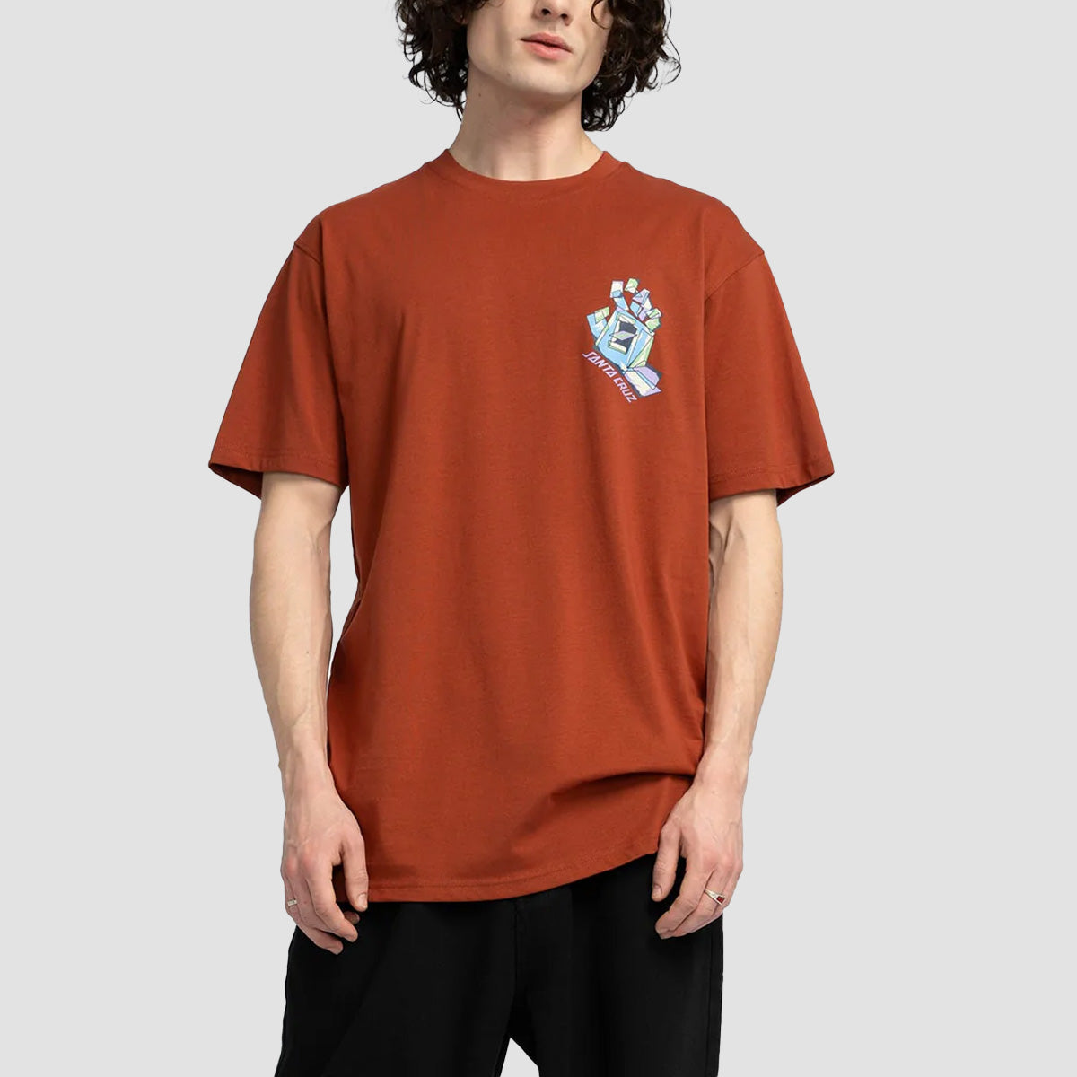 Santa Cruz Screaming Scratched Hand Strip T-Shirt Burnt Sienna