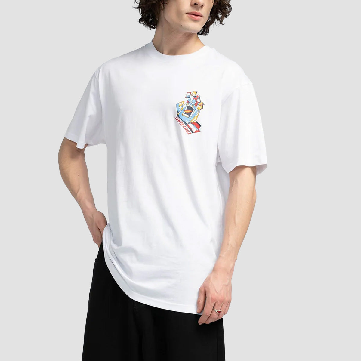 Santa Cruz Screaming Scratched Hand Strip T-Shirt White