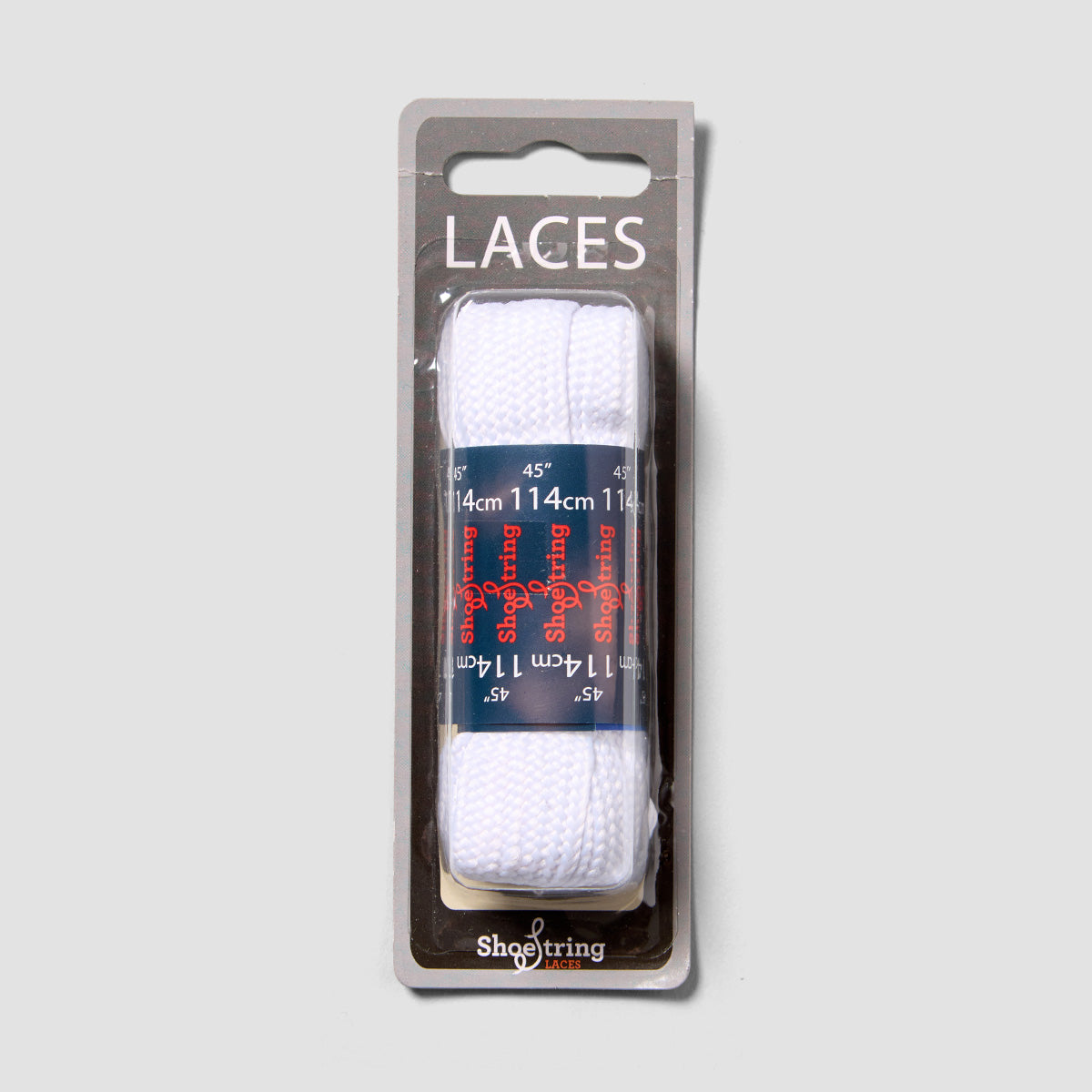 ShoeString Crazy 114cm Fat Flat Laces (Blister Pack) White