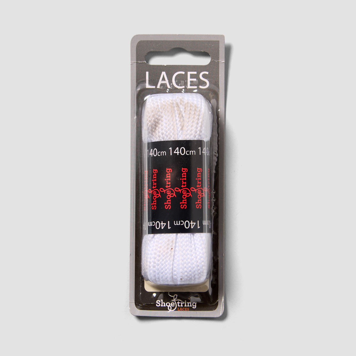 ShoeString Crazy 140cm Fat Flat Laces (Blister Pack) White