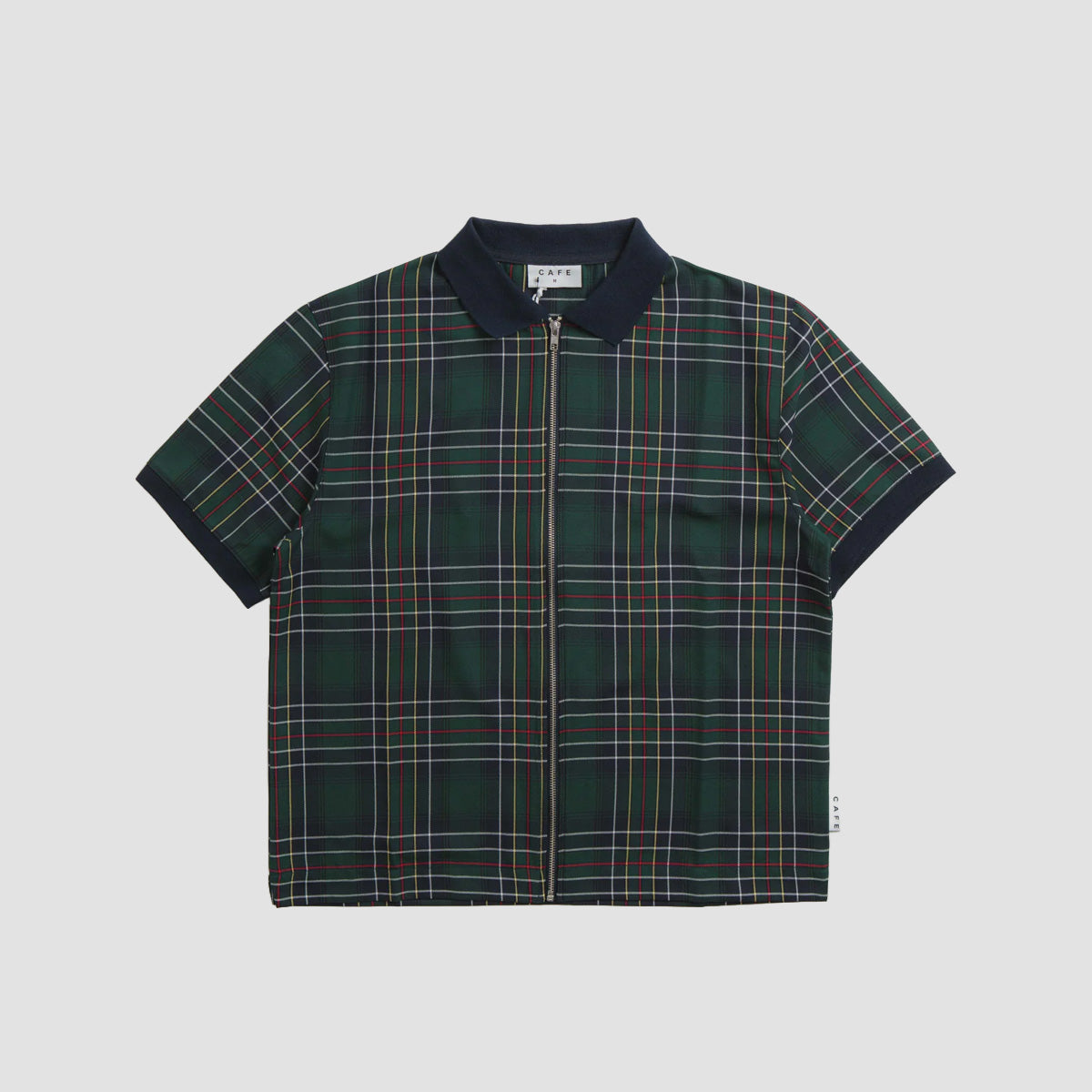 Skateboard Cafe Ogilvie Hunting Tartan Full Zip Short Sleeve Shirt Green/Navy