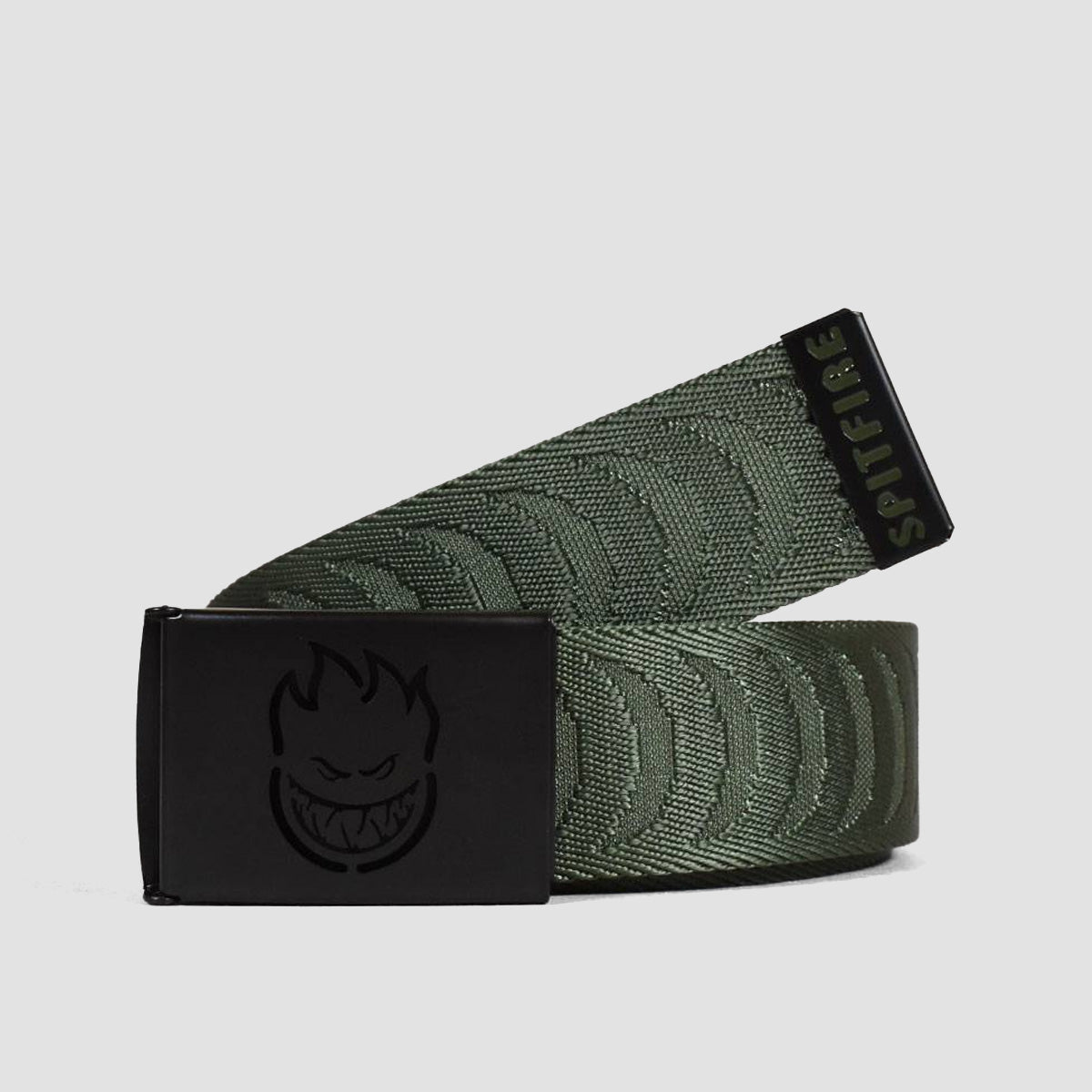 Spitfire Bighead Cut Out Crescent Jacquard Belt Olive/Black