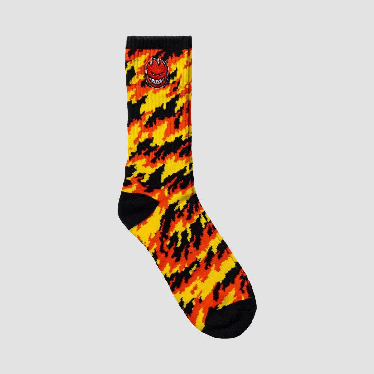 Spitfire Bighead Fill Emb Flames Crew Socks Red/Yellow/Black