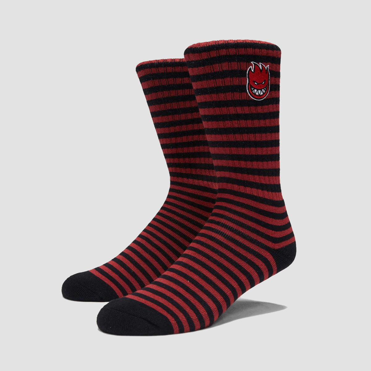 Spitfire Bighead Fill Emb Stripe Socks Black/Dark Red