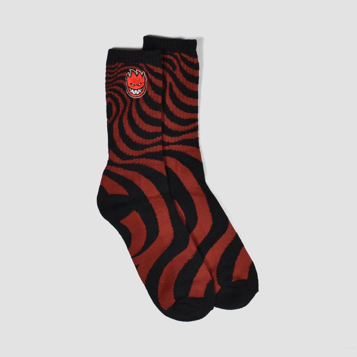 Spitfire Bighead Fill EMB Swirl Socks Dark Red/Black